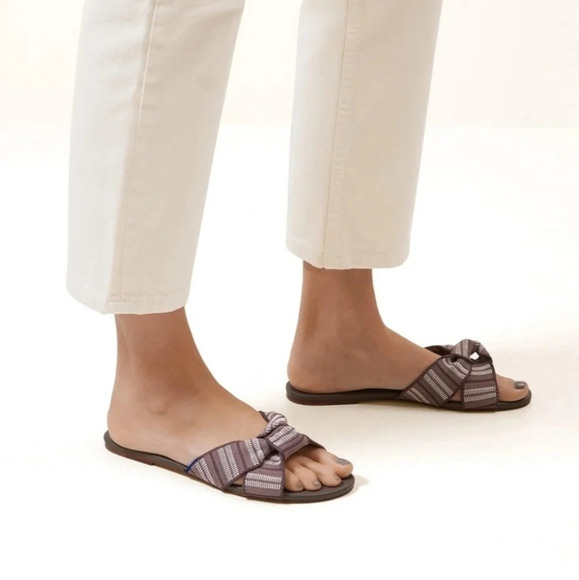 Rothy's The Knot Sandal in Taupe Stripe - Picture 1 of 8